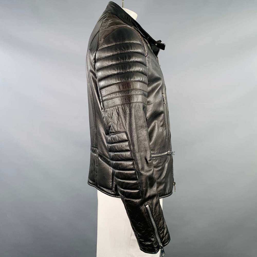 GUCCI Black Brown Quilted Leather Motorcycle Jacket - Picture 3 of 10